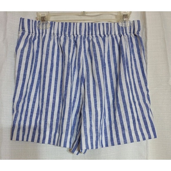 J. Crew Pants - J. Crew Blue & White Stripe Linen Blend Womens‎ Shorts, Size 8 Preppy Beach